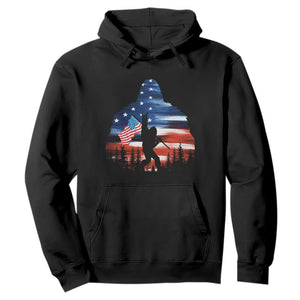 Funny Bigfoot Night Stroll American Flag Hoodie Patriotic 4th July TS11 Black Print Your Wear