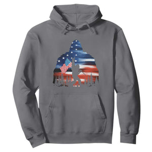 Funny Bigfoot Night Stroll American Flag Hoodie Patriotic 4th July TS11 Charcoal Print Your Wear
