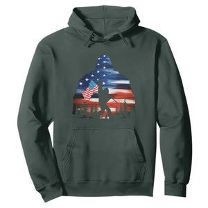 Funny Bigfoot Night Stroll American Flag Hoodie Patriotic 4th July TS11 Dark Forest Green Print Your Wear