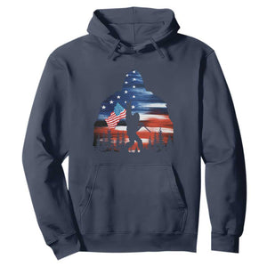 Funny Bigfoot Night Stroll American Flag Hoodie Patriotic 4th July TS11 Navy Print Your Wear