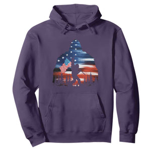 Funny Bigfoot Night Stroll American Flag Hoodie Patriotic 4th July TS11 Purple Print Your Wear