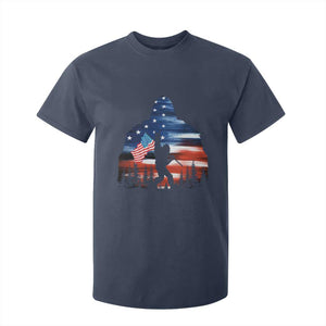 Funny Bigfoot Night Stroll American Flag T Shirt For Kid Patriotic 4th July TS11 Navy Print Your Wear