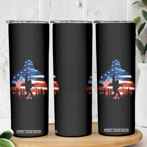 Funny Bigfoot Night Stroll American Flag Skinny Tumbler Patriotic 4th July TS11 Print Your Wear
