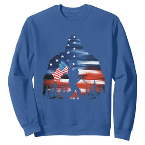 Funny Bigfoot Night Stroll American Flag Sweatshirt Patriotic 4th July TS11 Royal Blue Print Your Wear