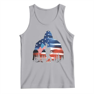 Funny Bigfoot Night Stroll American Flag Tank Top Patriotic 4th July TS11 Athletic Heather Print Your Wear