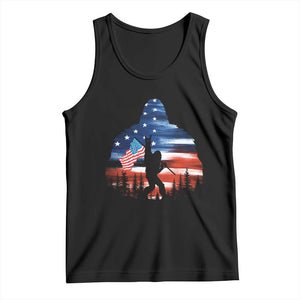 Funny Bigfoot Night Stroll American Flag Tank Top Patriotic 4th July TS11 Black Print Your Wear