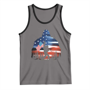 Funny Bigfoot Night Stroll American Flag Tank Top Patriotic 4th July TS11 Deep Heather Black Print Your Wear