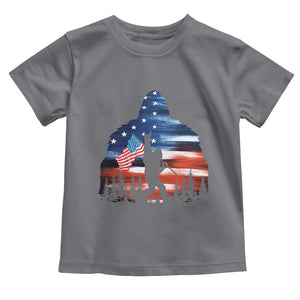 Funny Bigfoot Night Stroll American Flag Toddler T Shirt Patriotic 4th July TS11 Charcoal Print Your Wear