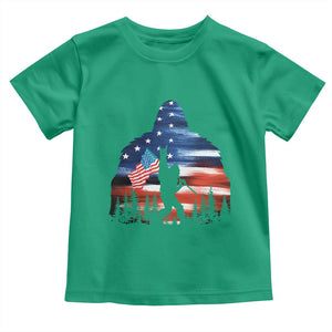 Funny Bigfoot Night Stroll American Flag Toddler T Shirt Patriotic 4th July TS11 Irish Green Print Your Wear