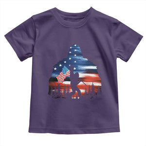 Funny Bigfoot Night Stroll American Flag Toddler T Shirt Patriotic 4th July TS11 Purple Print Your Wear