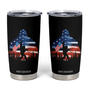 Funny Bigfoot Night Stroll American Flag Tumbler Cup Patriotic 4th July TS11 Black Print Your Wear