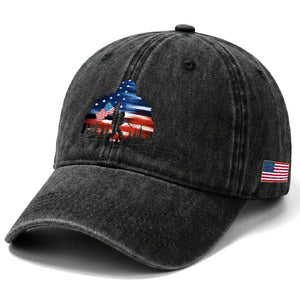 Funny Bigfoot Night Stroll American Flag Washed Cotton Baseball Cap Patriotic 4th July TS11 Print Your Wear
