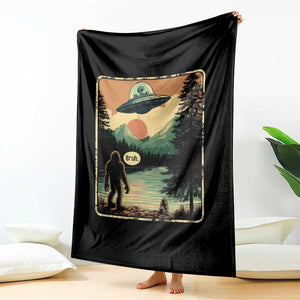 Funny Bigfoot Sasquatch Alien Spaceship UFO Introvert Bruh Throw Blanket TS11 Print Your Wear