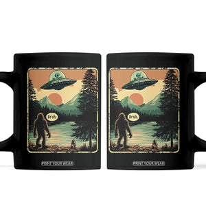 Funny Bigfoot Sasquatch Alien Spaceship UFO Introvert Bruh Coffee Mug TS11 Black Print Your Wear