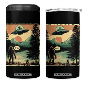Funny Bigfoot Sasquatch Alien Spaceship UFO Introvert Bruh 4 in 1 Can Cooler Tumbler TS11 One Size: 16 oz Black Print Your Wear