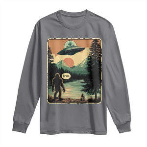 Funny Bigfoot Sasquatch Alien Spaceship UFO Introvert Bruh Long Sleeve Shirt TS11 Charcoal Print Your Wear