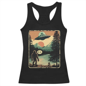Funny Bigfoot Sasquatch Alien Spaceship UFO Introvert Bruh Racerback Tank Top TS11 Black Print Your Wear