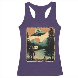 Funny Bigfoot Sasquatch Alien Spaceship UFO Introvert Bruh Racerback Tank Top TS11 Purple Print Your Wear