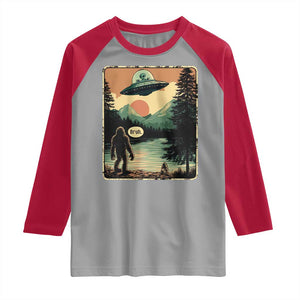 Funny Bigfoot Sasquatch Alien Spaceship UFO Introvert Bruh Raglan Shirt TS11 Sport Gray Red Print Your Wear