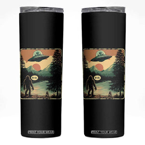 Funny Bigfoot Sasquatch Alien Spaceship UFO Introvert Bruh Skinny Tumbler TS11 Black Print Your Wear