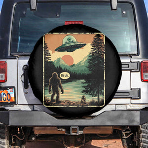 Funny Bigfoot Sasquatch Alien Spaceship UFO Introvert Bruh Spare Tire Cover TS11 No hole Black Print Your Wear