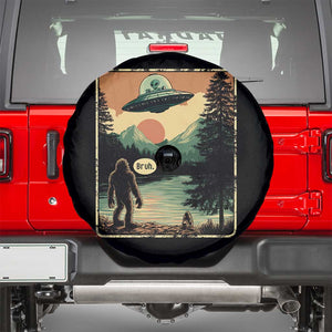 Funny Bigfoot Sasquatch Alien Spaceship UFO Introvert Bruh Spare Tire Cover TS11 Black Print Your Wear