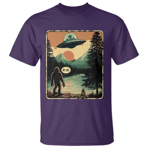 Funny Bigfoot Sasquatch Alien Spaceship UFO Introvert Bruh T Shirt TS11 Purple Print Your Wear