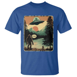 Funny Bigfoot Sasquatch Alien Spaceship UFO Introvert Bruh T Shirt TS11 Royal Blue Print Your Wear