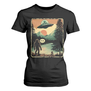 Funny Bigfoot Sasquatch Alien Spaceship UFO Introvert Bruh T Shirt For Women TS11 Black Print Your Wear
