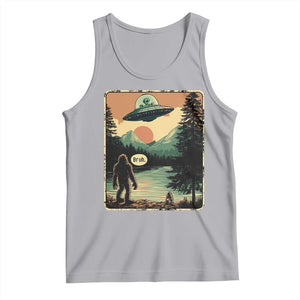 Funny Bigfoot Sasquatch Alien Spaceship UFO Introvert Bruh Tank Top TS11 Athletic Heather Print Your Wear