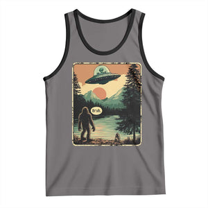 Funny Bigfoot Sasquatch Alien Spaceship UFO Introvert Bruh Tank Top TS11 Deep Heather Black Print Your Wear
