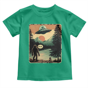 Funny Bigfoot Sasquatch Alien Spaceship UFO Introvert Bruh Toddler T Shirt TS11 Irish Green Print Your Wear
