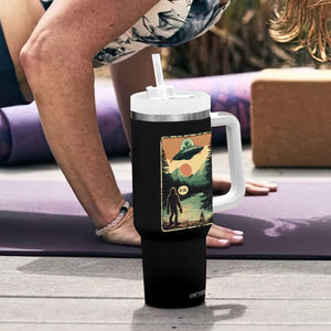 Funny Bigfoot Sasquatch Alien Spaceship UFO Introvert Bruh Tumbler With Handle TS11 Print Your Wear
