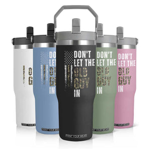 Funny Dont Let The Old Guy In Flip Straw Tumbler Vintage Camo American Flag TS11 Print Your Wear