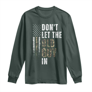 Funny Dont Let The Old Guy In Long Sleeve Shirt Vintage Camo American Flag TS11 Dark Forest Green Print Your Wear