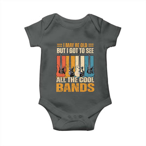 Funny I May Be Old But I Got To See All The Cool Bands Baby Onesie Guitar TS11 Dark Heather Print Your Wear