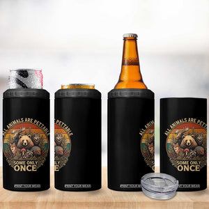 All Animals Are Pettable Some Only Once 4 in 1 Can Cooler Tumbler Retro Wild Animals
