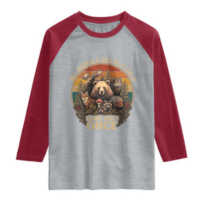 All Animals Are Pettable Some Only Once Raglan Shirt Retro Wild Animals