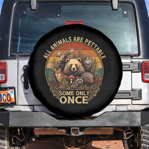 All Animals Are Pettable Some Only Once Spare Tire Cover Retro Wild Animals