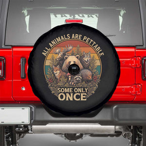 All Animals Are Pettable Some Only Once Spare Tire Cover Retro Wild Animals