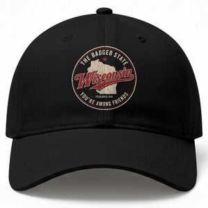 Wisconsin The Badger State Baseball Cap You're Among Friends Retro WI State