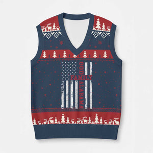 God Family Alabama V-Neck Knit Sweater Vest AL Game Day Christian American Flag