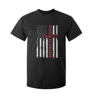 God Family Alabama T Shirt For Kid AL Game Day Christian American Flag