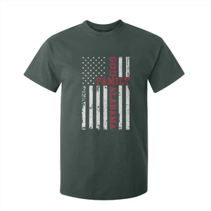 God Family Alabama T Shirt For Kid AL Game Day Christian American Flag