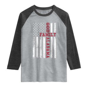 God Family Alabama Raglan Shirt AL Game Day Christian American Flag