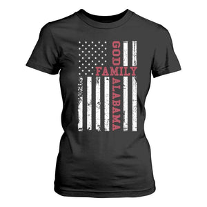 God Family Alabama T Shirt For Women AL Game Day Christian American Flag