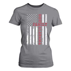 God Family Alabama T Shirt For Women AL Game Day Christian American Flag