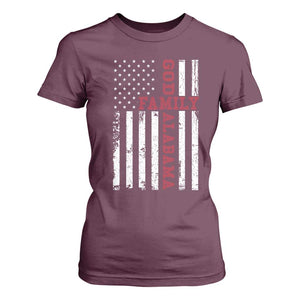 God Family Alabama T Shirt For Women AL Game Day Christian American Flag