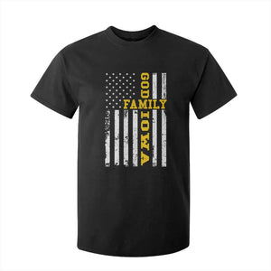 God Family Iowa T Shirt For Kid IA State Game Day Christian American Flag