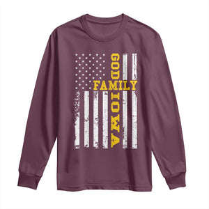 God Family Iowa Long Sleeve Shirt IA State Game Day Christian American Flag